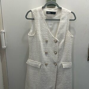 Zara mini dress with pearl buttons, tweed material